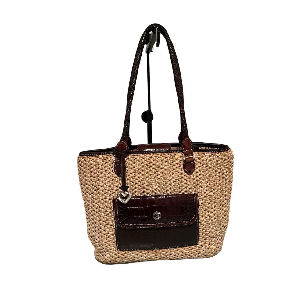 Brighton Esther Tan Handbag Purse Leather Trim H70304